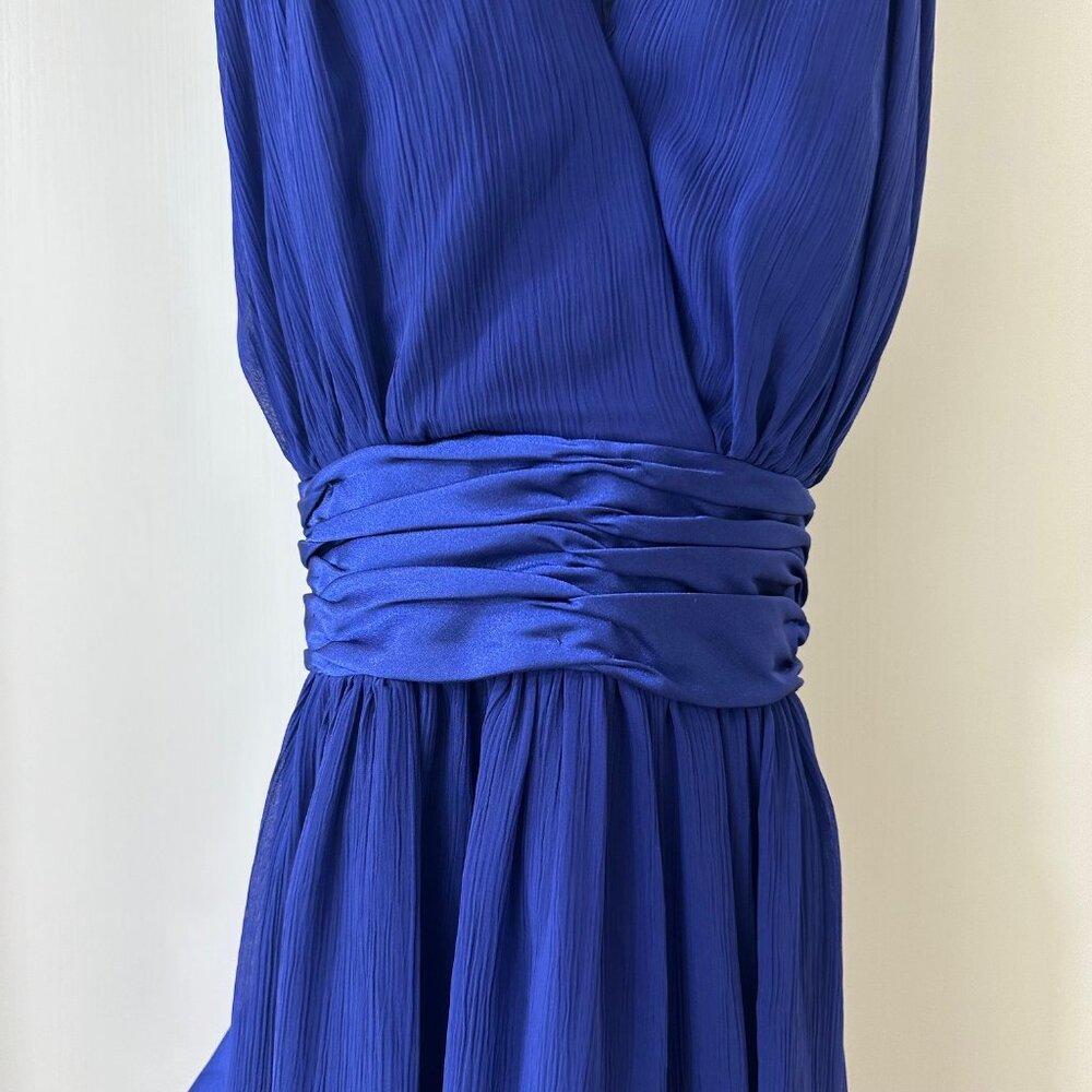 London Times Royal Blue Chiffon Midi Sleeveless Dress, Size 8 - Picture 2 of 6